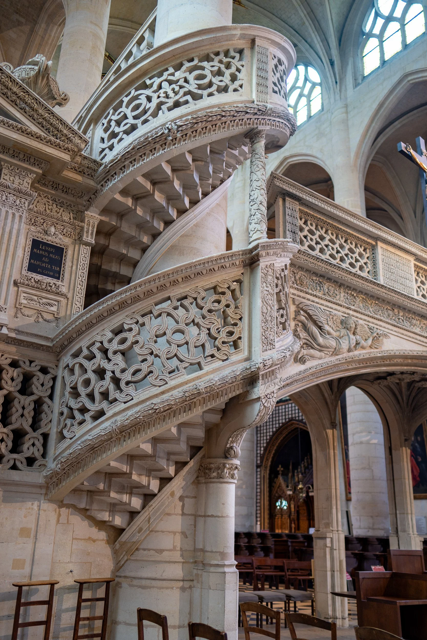 Staircase to the pulpit at Saint-Étienne-du-Mont.