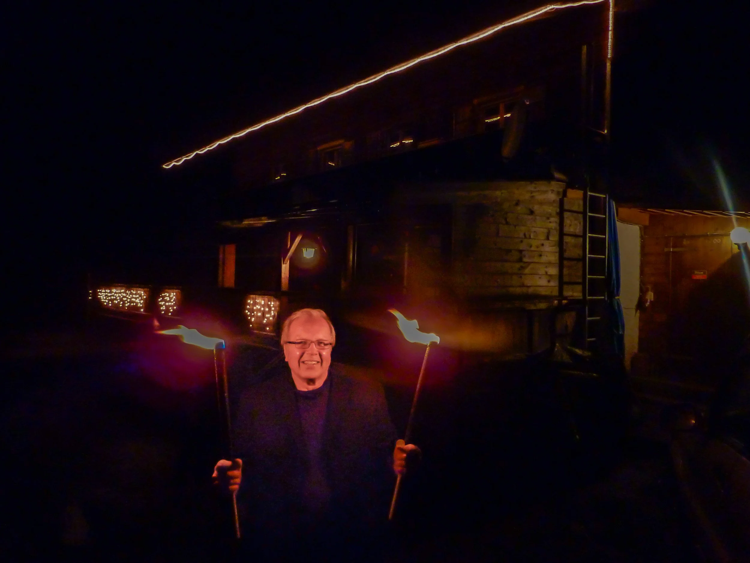 Leaving Hafner-Alm by torchlight