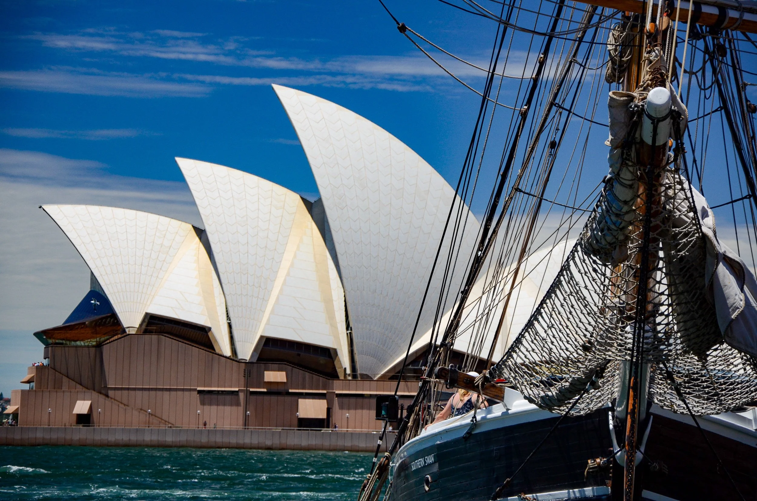 Opera house and sailing ship