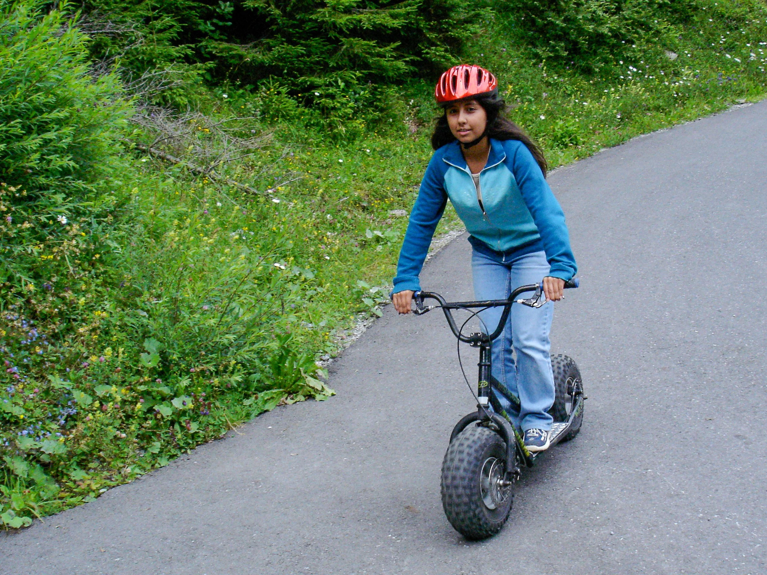 Katy rocks the mountain scooter