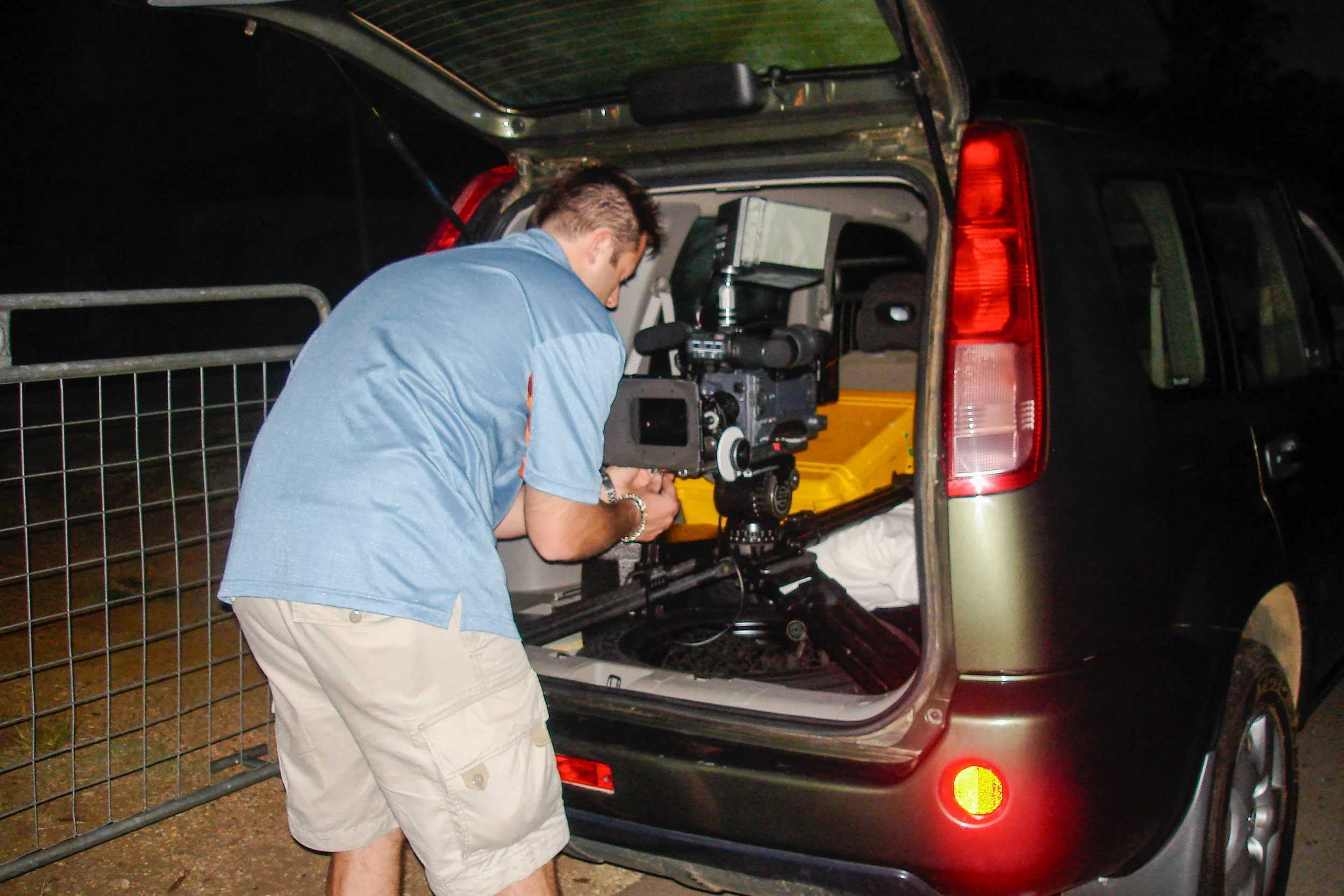 Setting up before dawn to shoot the wheel chair marathon