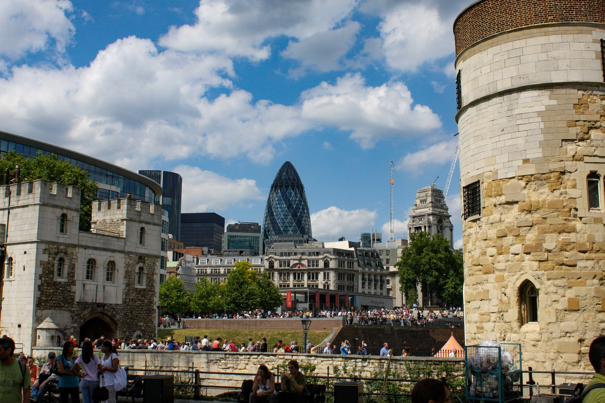 The Gherkin framed by the Tower of London