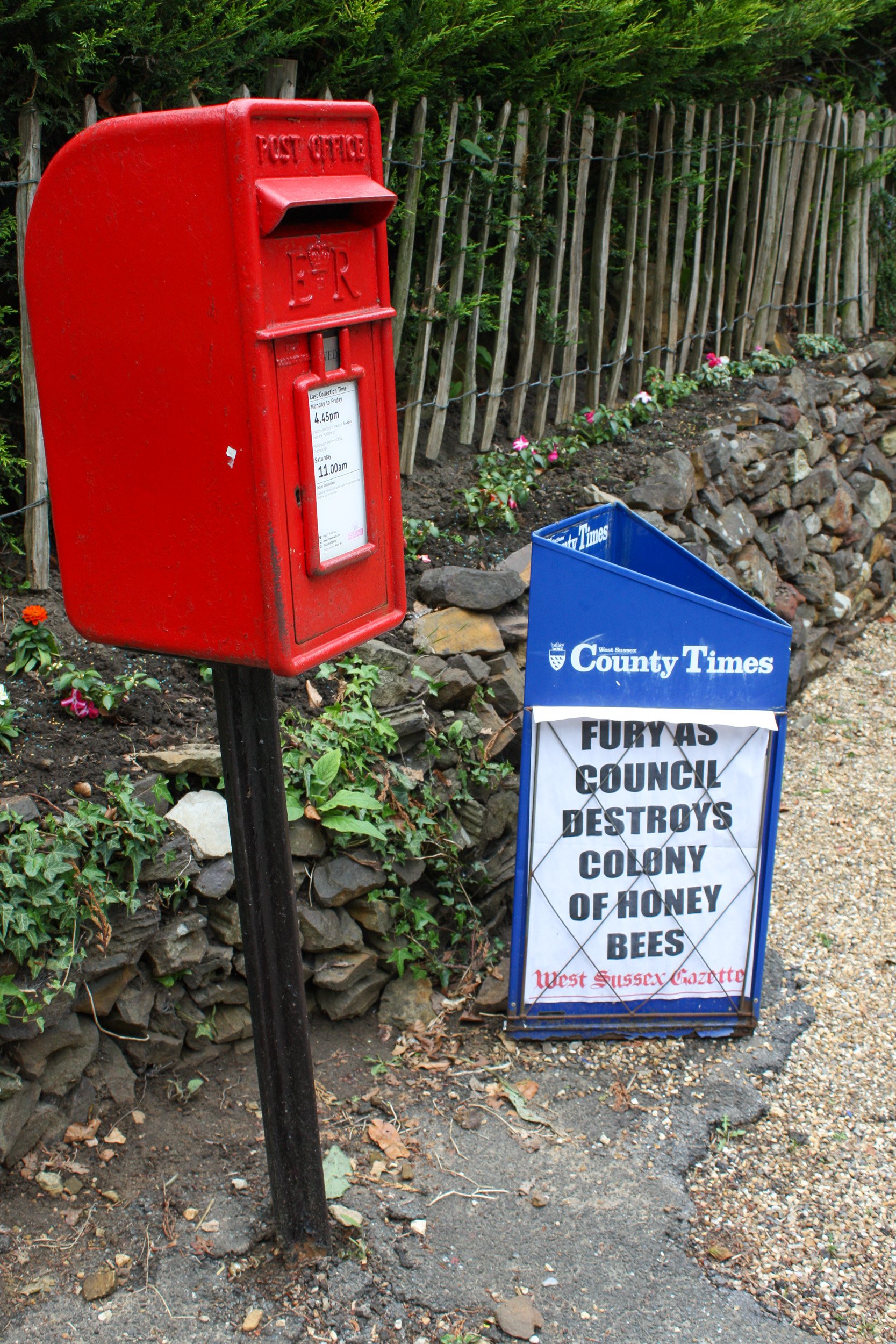 Fittleworth post box and newspapers