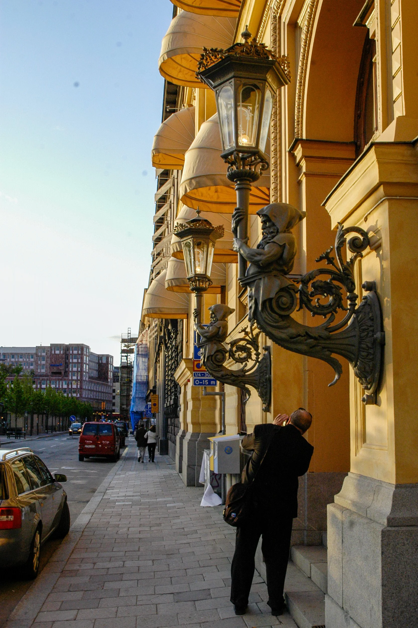 Photographer working in downtown Stockholm