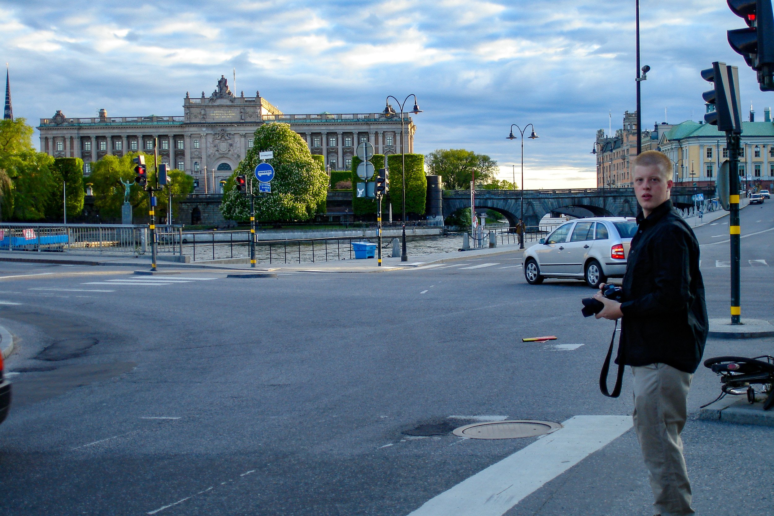 Crossing the street in Stockholm
