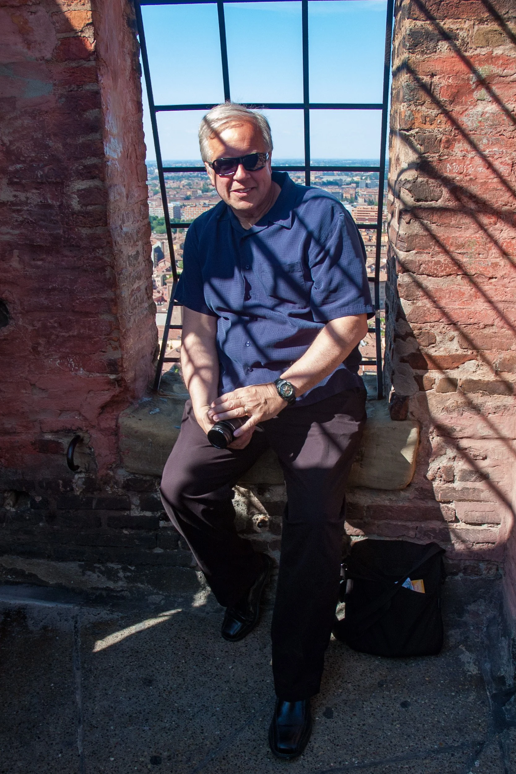 Atop one of the towers