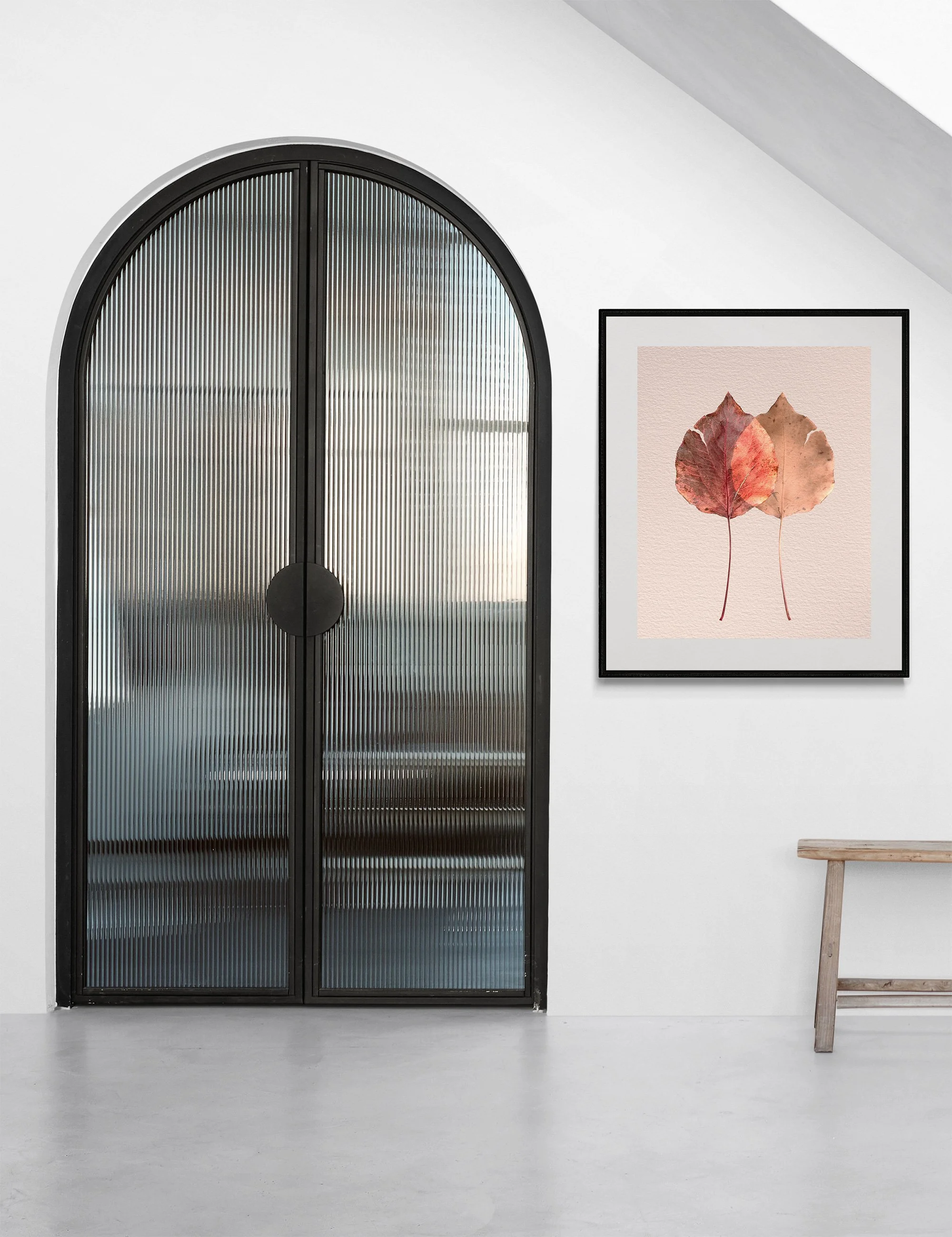 The fine art print titled Resonance from the Silent Selves collection created by Ian J Muirhead, shown in a white entry foyer