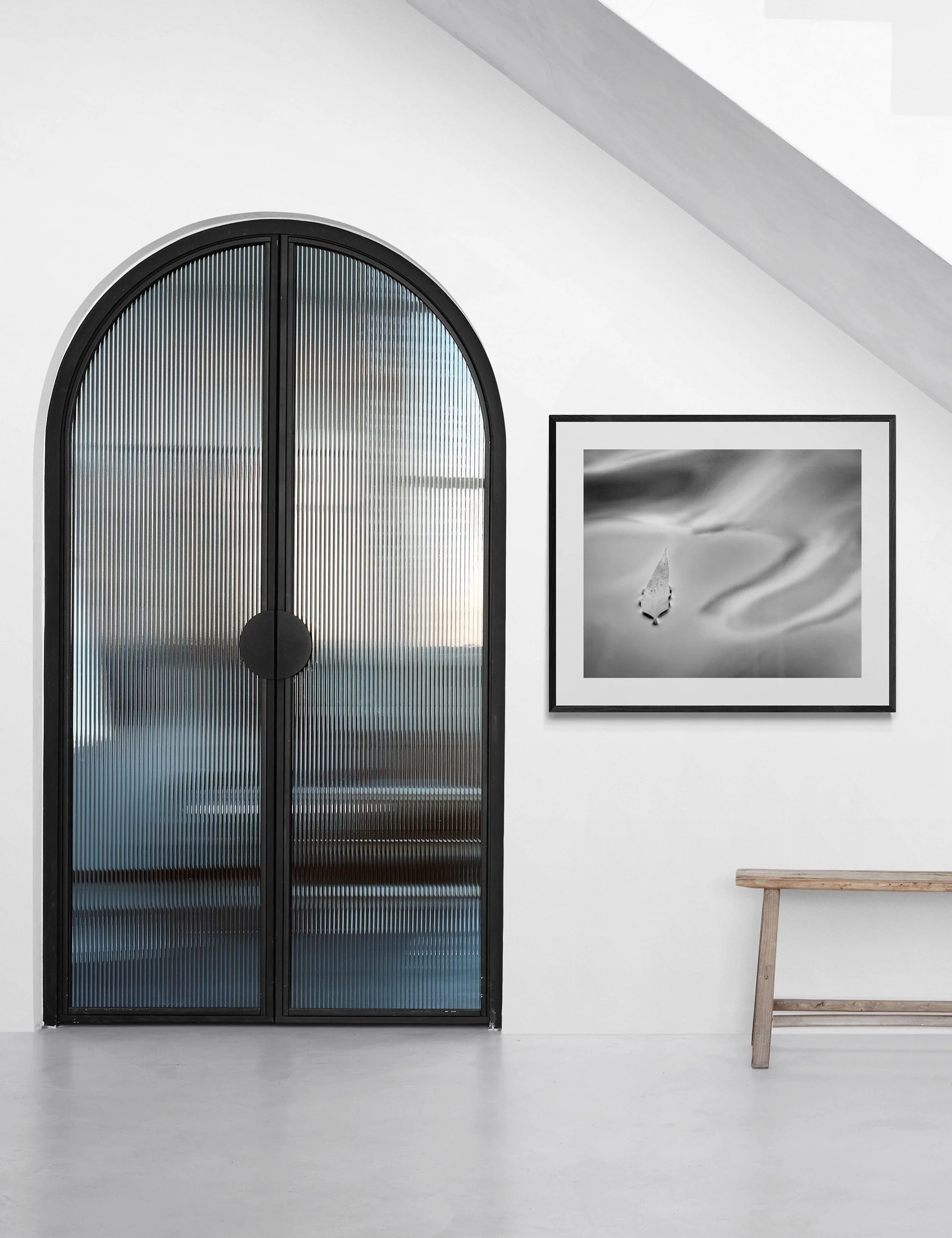 "Awe" is a conceptual infrared fine art photograph from the Drifting Destinies series displayed in a minimalist contemporary interior.
