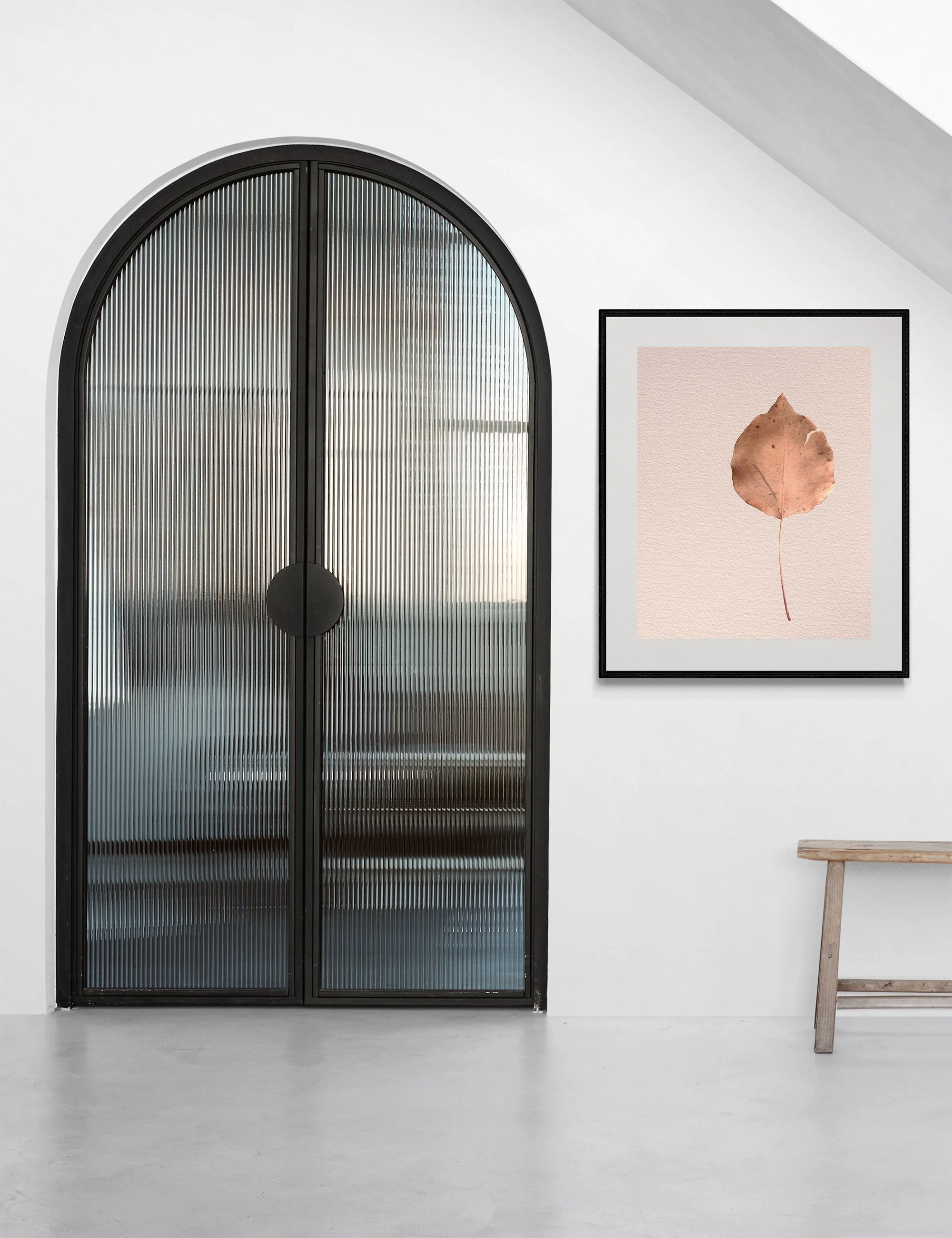 The fine art print titled Essence from the Silent Selves collection created by Ian J Muirhead, shown in a white entry foyer