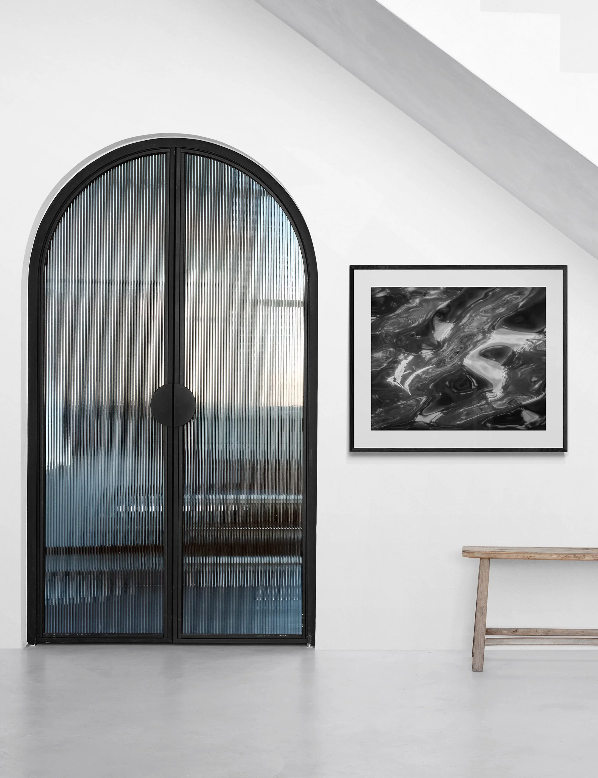 "Alter" is a conceptual infrared fine art photograph from the Drifting Destinies series displayed in a minimalist contemporary interior.