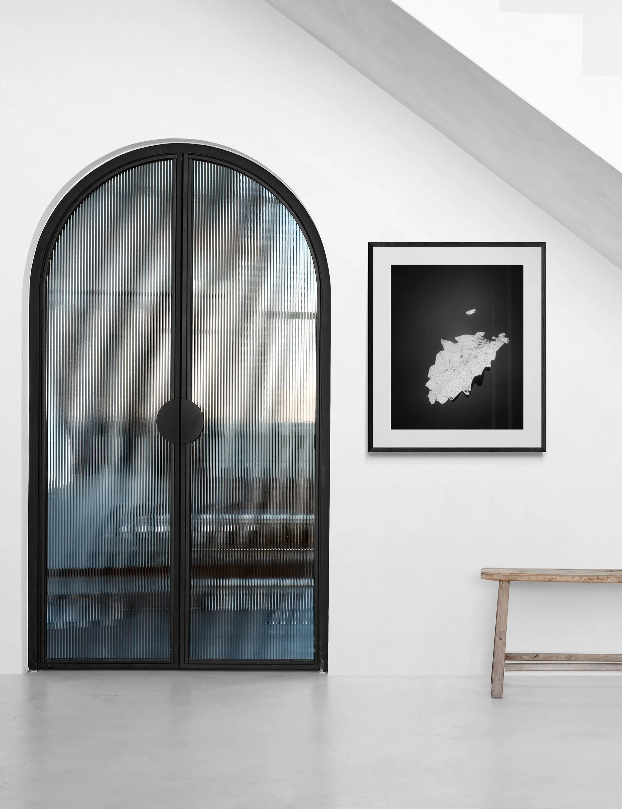 "Bond" is a conceptual infrared fine art photograph from the Drifting Destinies series displayed in a minimalist contemporary interior.