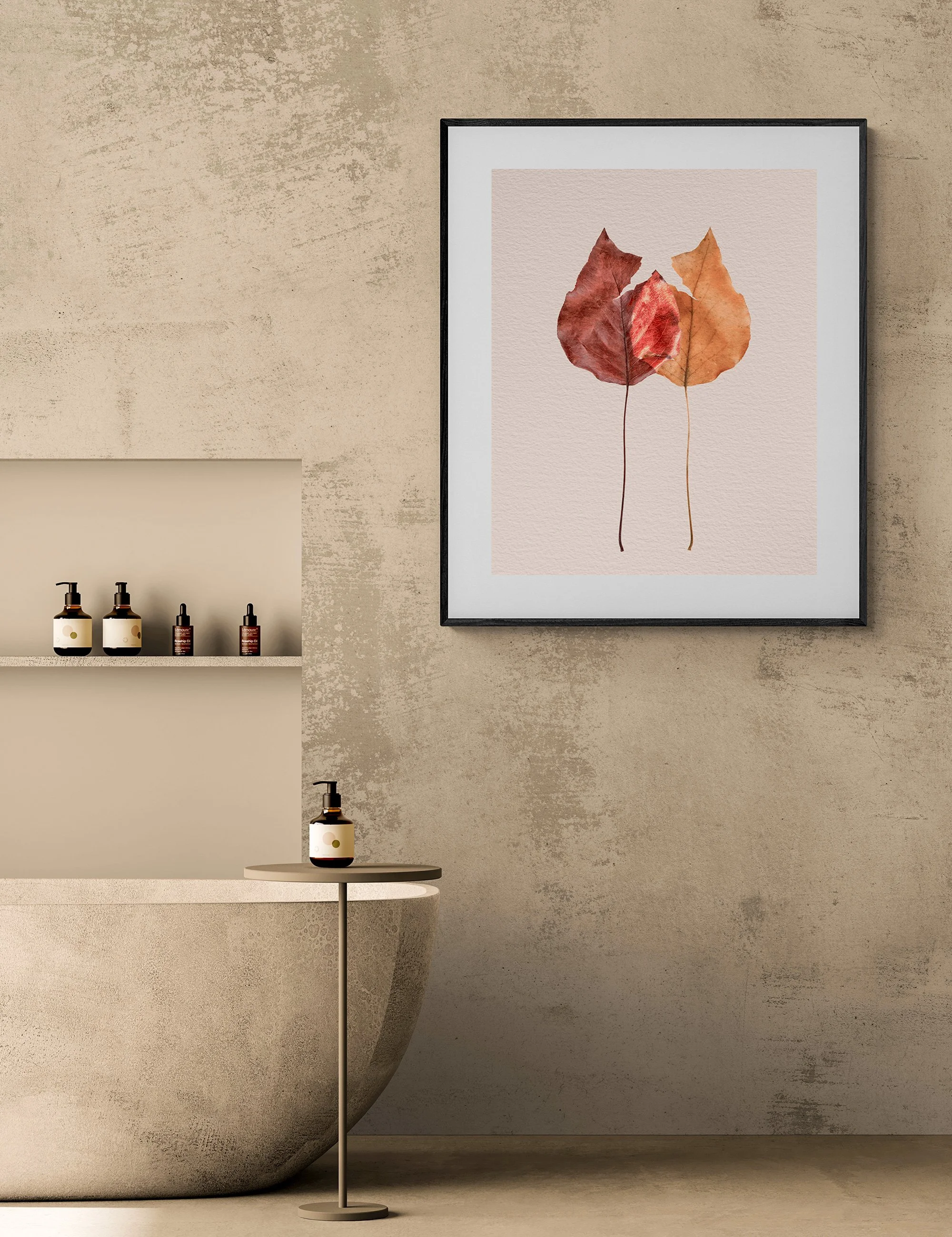 Rupture fine art print from the Silent Selves collection by Ian J Muirhead in a relaxed bathroom setting