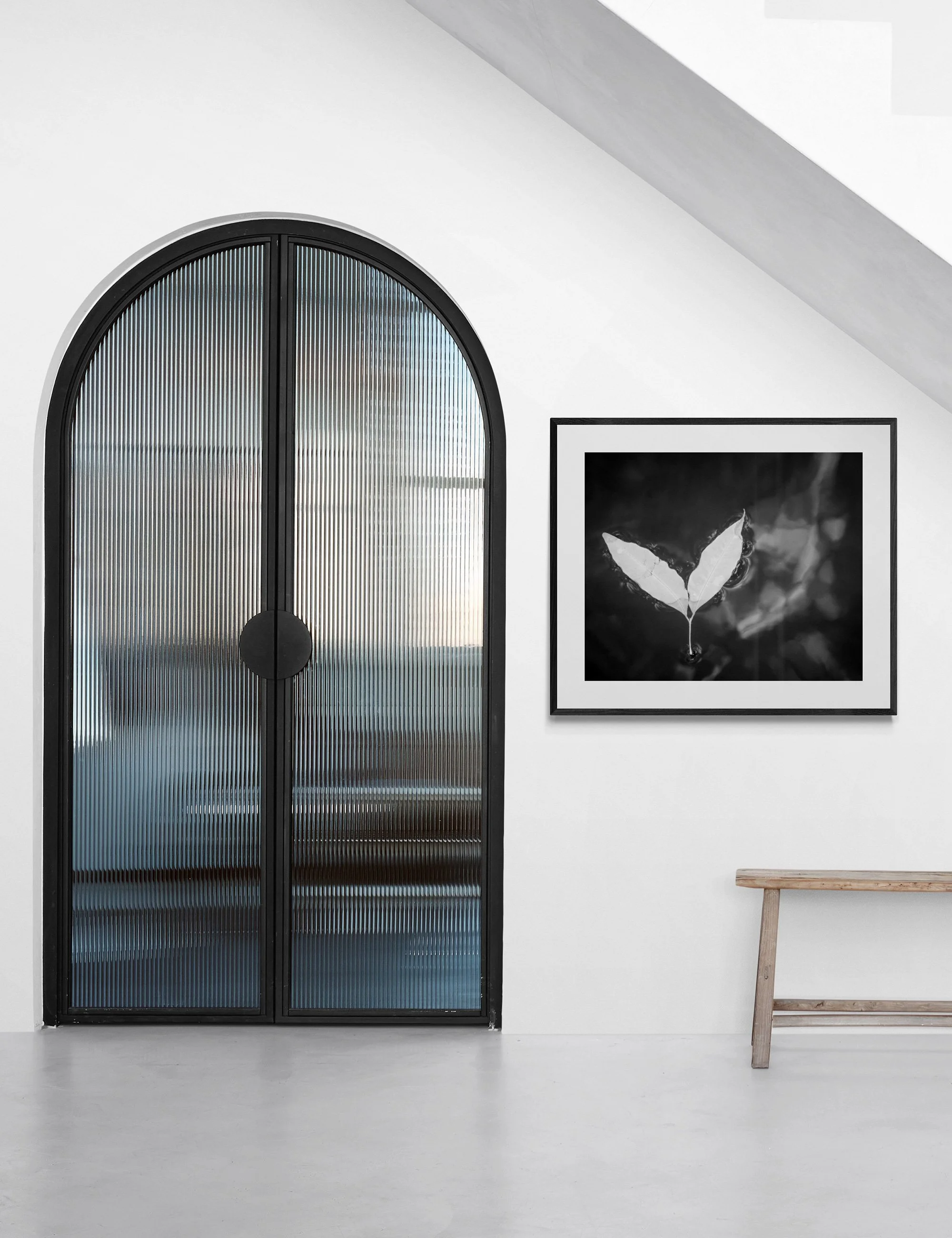 "Companionship" is a conceptual infrared fine art photograph from the Drifting Destinies series displayed in a minimalist contemporary interior.