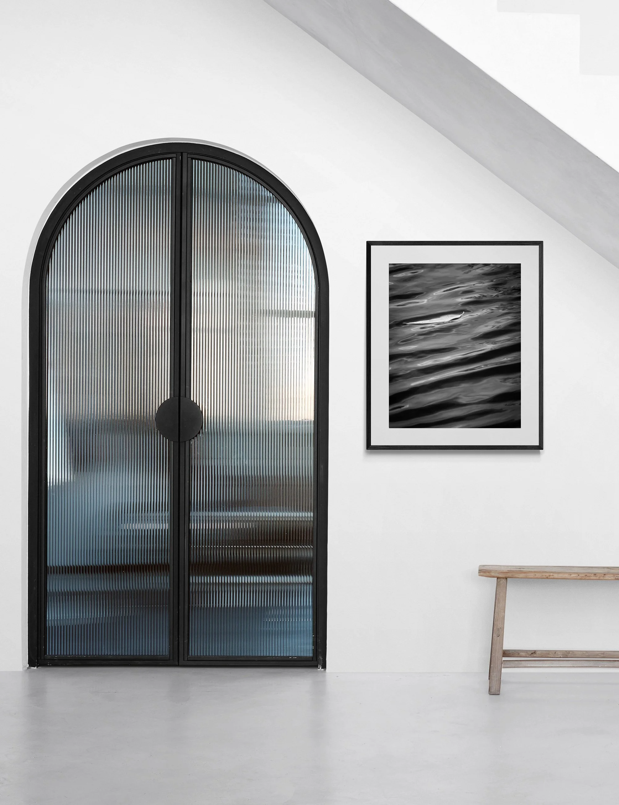 "Yield" is a conceptual infrared fine art photograph from the Drifting Destinies series displayed in a minimalist contemporary interior.