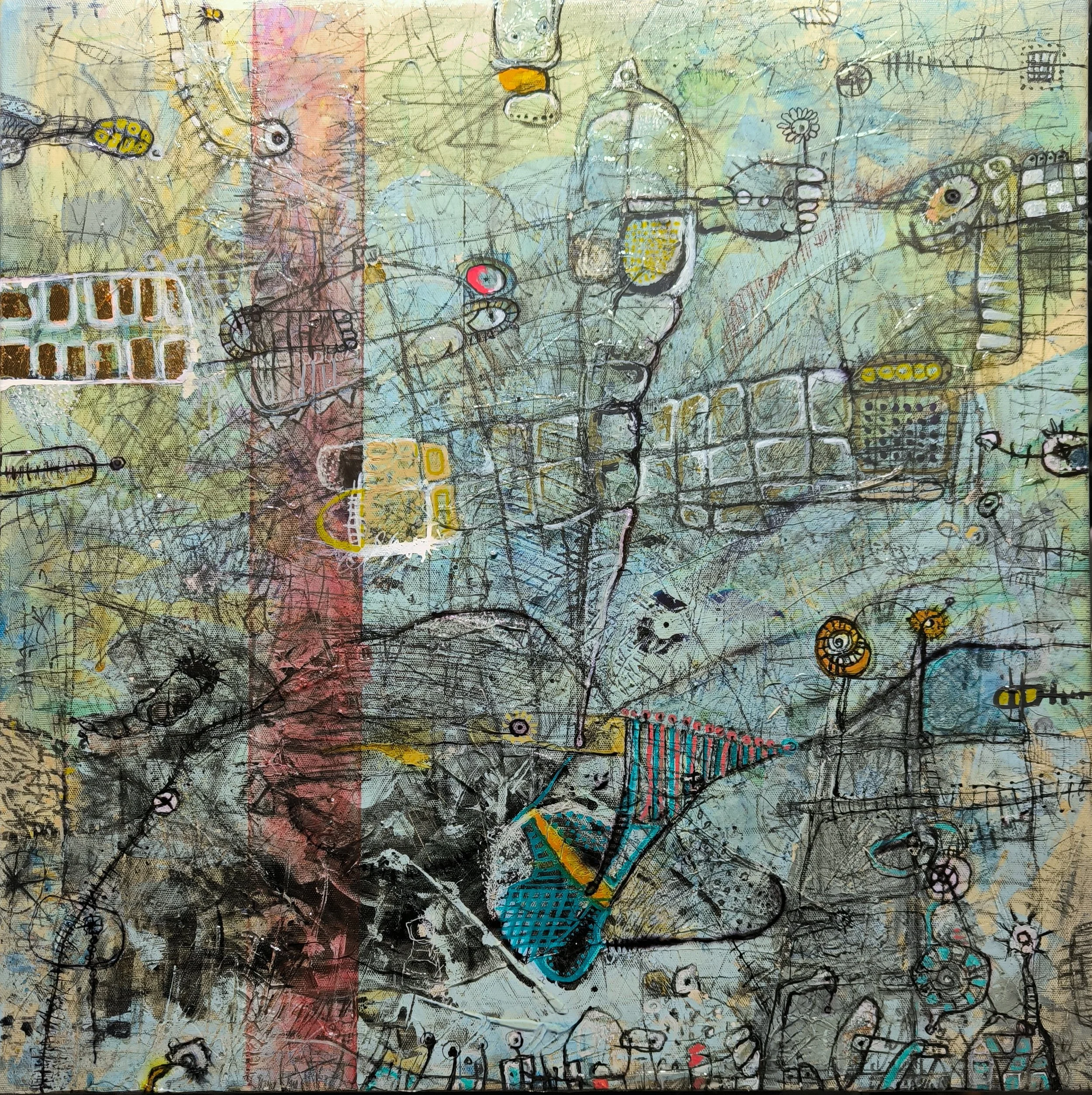  a minor artistic achievement (acrylics, ink and pencil on canvas - 40x40 cm)