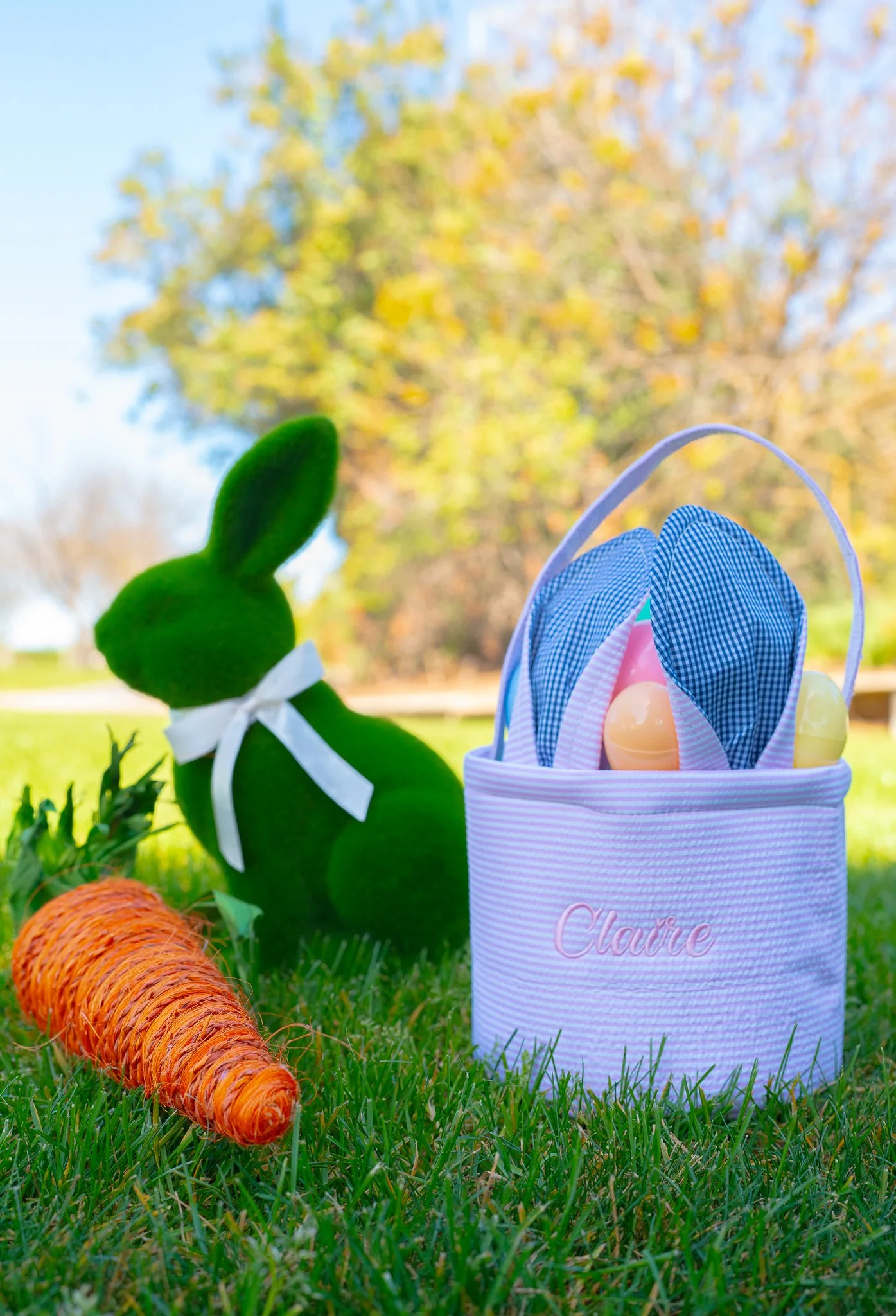 "Bunny Ears" Embroidered Basket
