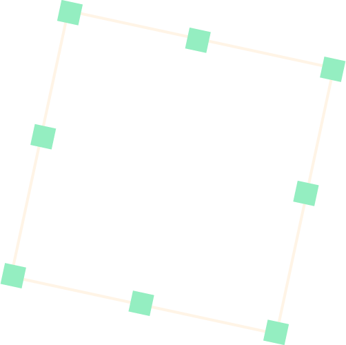 A digital editing interface with a selection outline and turquoise adjustment points around a rectangular shape.