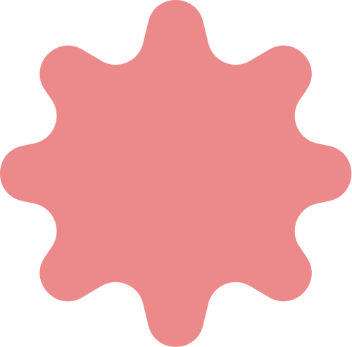 Pink irregular blob shape with wavy edges on a black background.