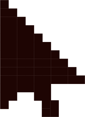 A close-up view of a computer mouse cursor over a black background.