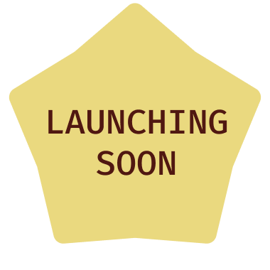 A pentagon-shaped sign with a light yellow background and red text that says 'LAUNCHING SOON'.
