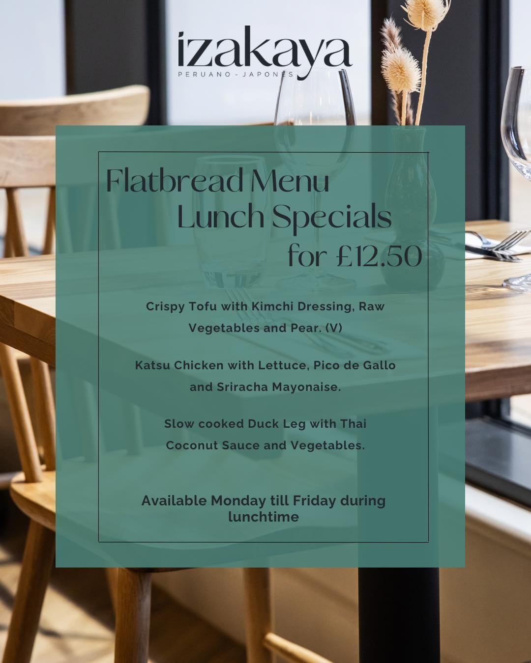 Monday is that really you?! 😒

We are back this week with our Flatbread Lunch Specials; perfect for a (quick) break from the office and priced at only &pound;12.50. 👌

In a rush? You can also order it for takeaway! 🥡 🏃 

We have three different o
