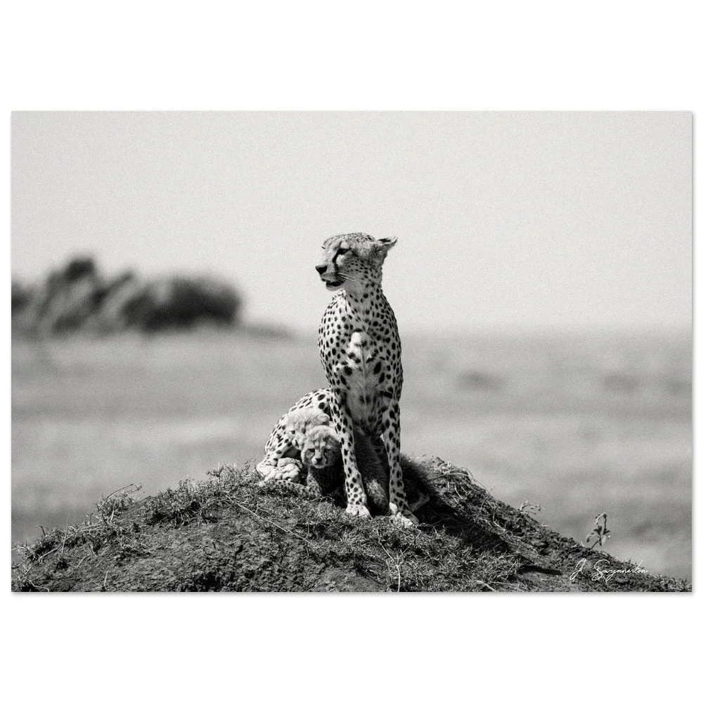 Ethereal Dusk: Brown Hyena Family in Pastel Twilight