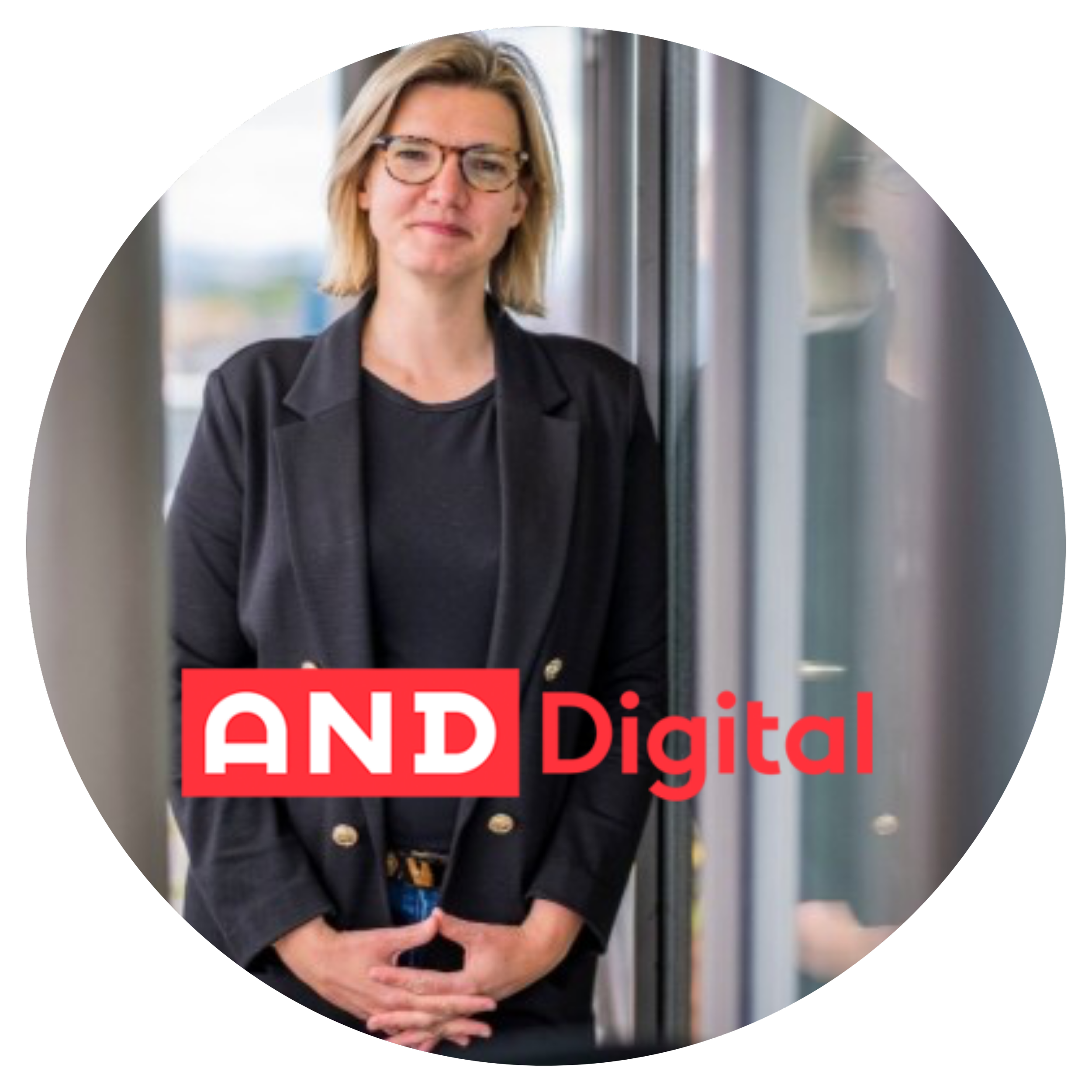 Picture of Fiona Burton with the AND digital logo