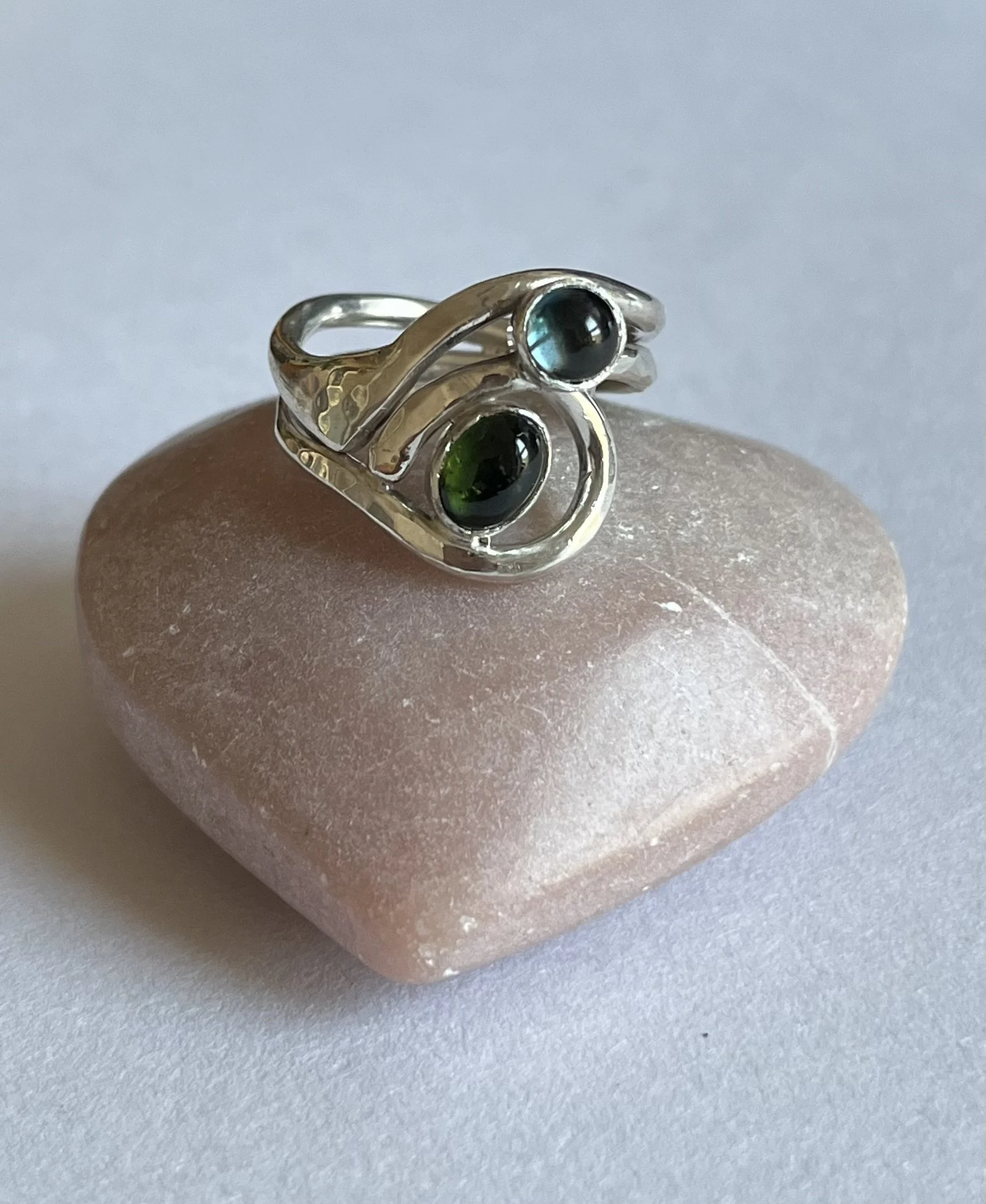 bespoke silver ring with tourmaline