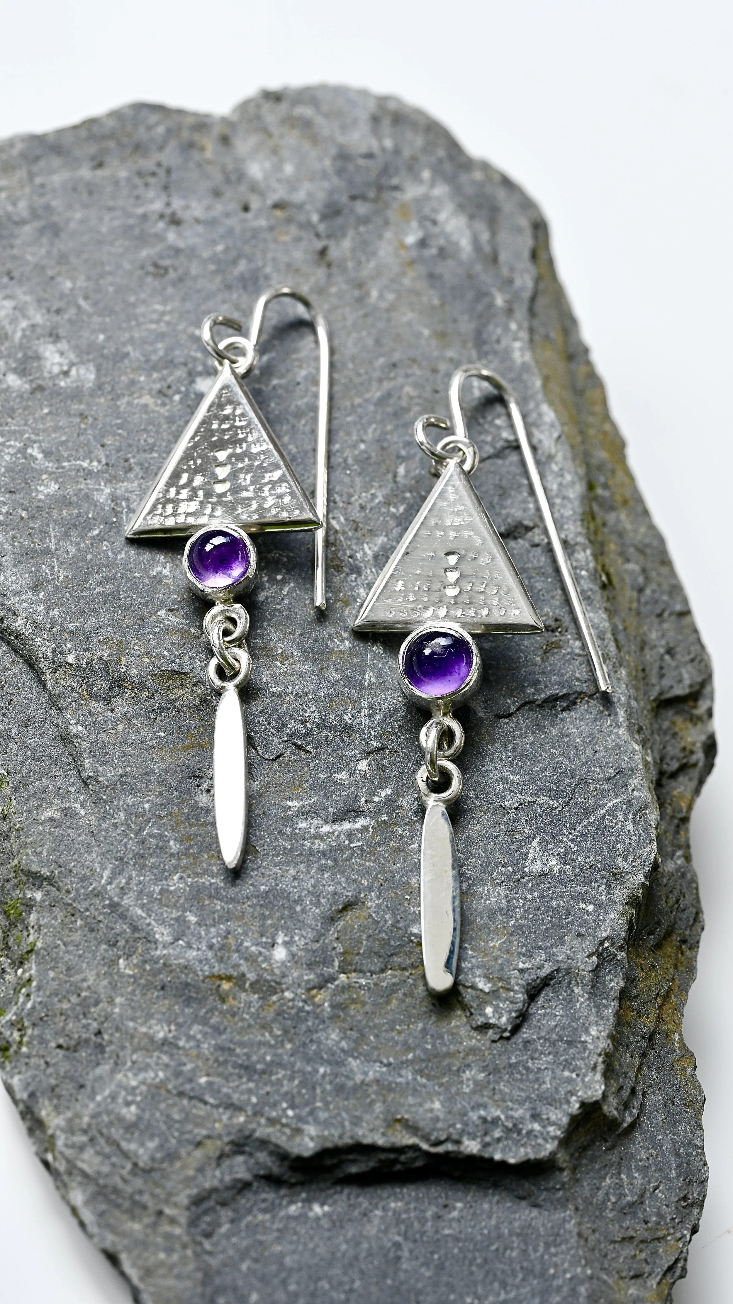 Silver Amethyst Drop Earrings