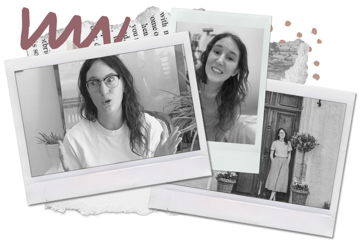 Self confidence and assertiveness Black and white collage of three photos of a woman with long curly hair.