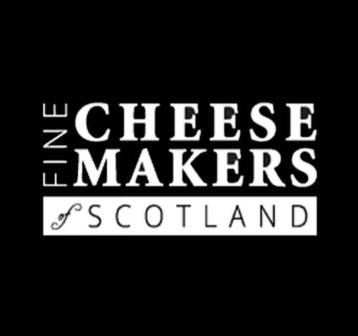 Text that reads 'The Cheese Makers of Scotland' on a black background.