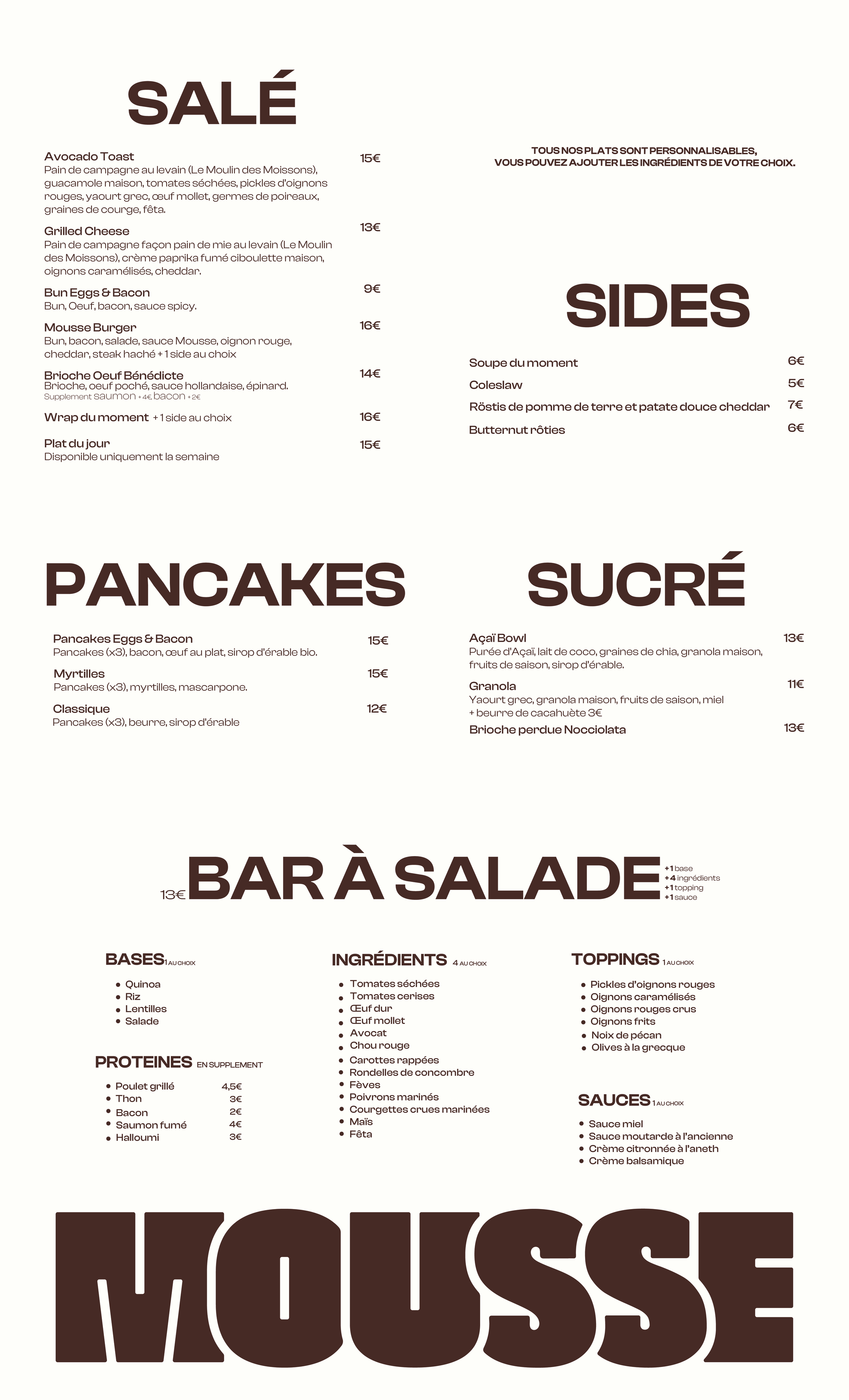 Menu Mousse en français — première partie