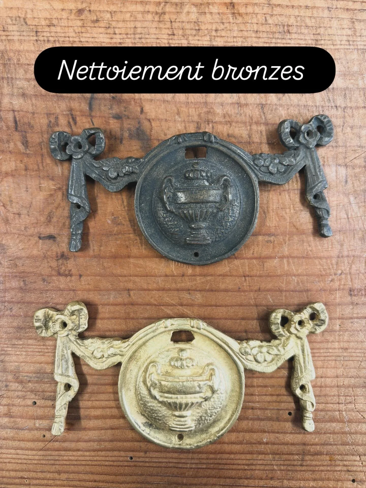 Nettoiement des bronzes d&rsquo;ameublement en conservant la dorure au Mercure #ateliergarnier #&eacute;b&eacute;niste #antiquit&eacute; #bordeauxm&eacute;tropole #dorure