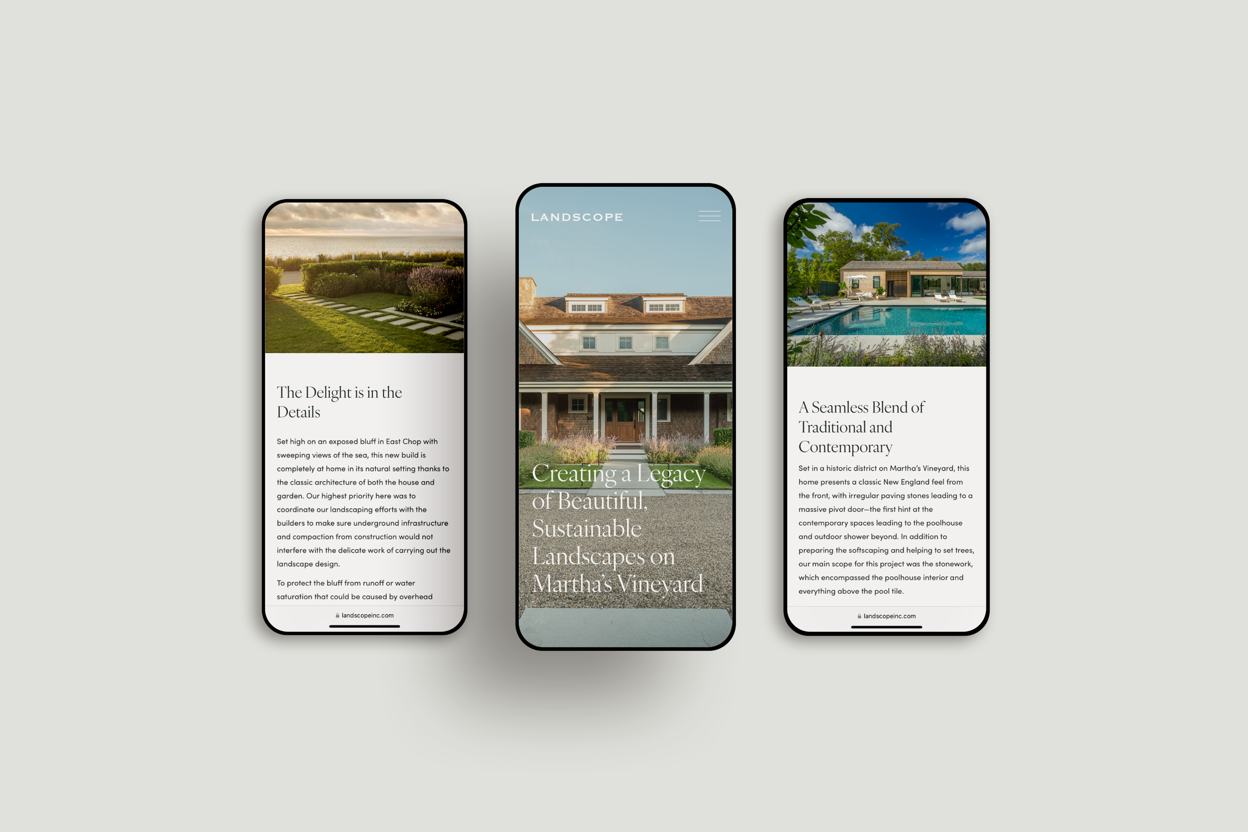 mobile web design landscaping website - landscope by ethos brand studio