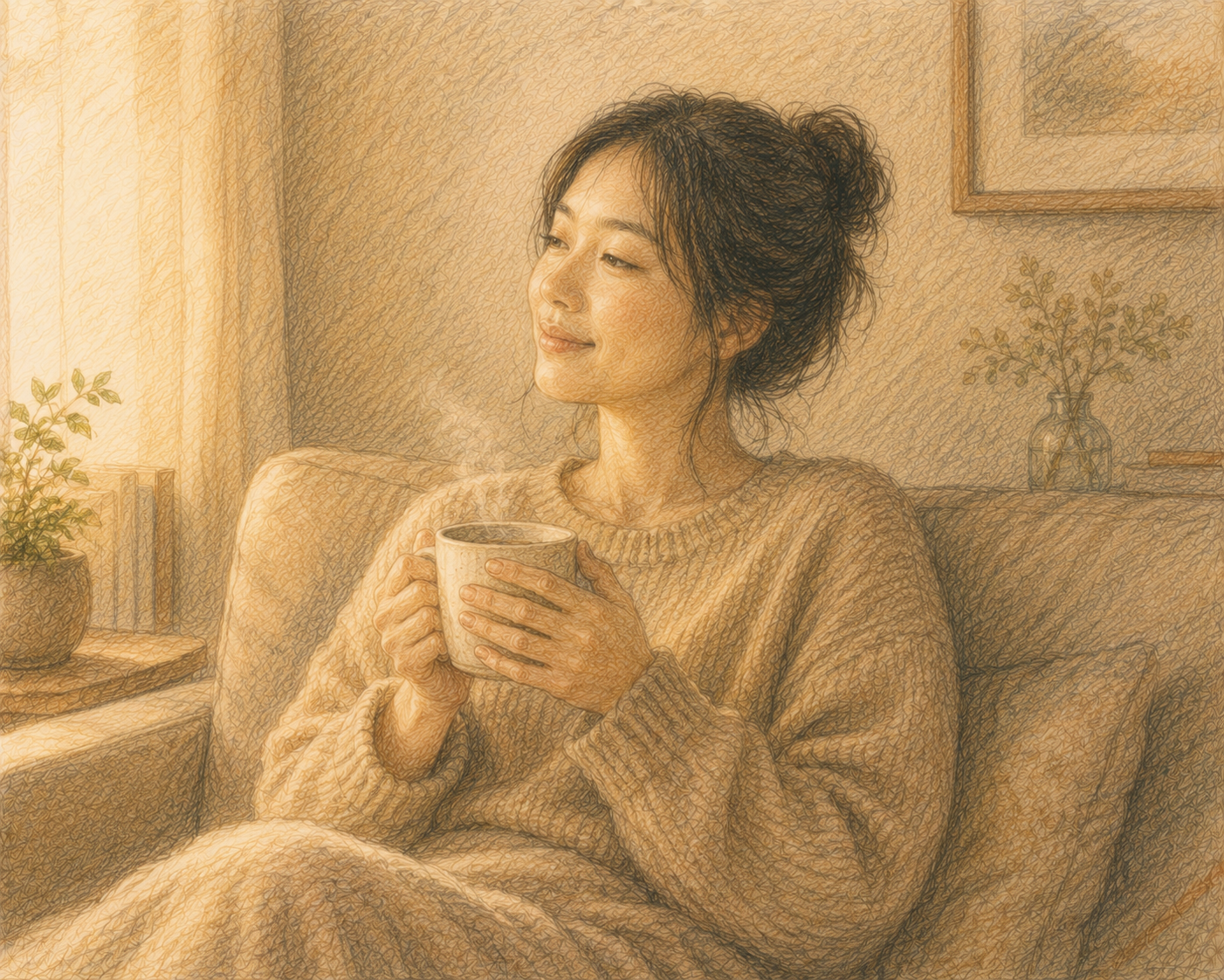 Person quietly reflecting and connecting with inner experiences to develop self-awareness and emotional calm.