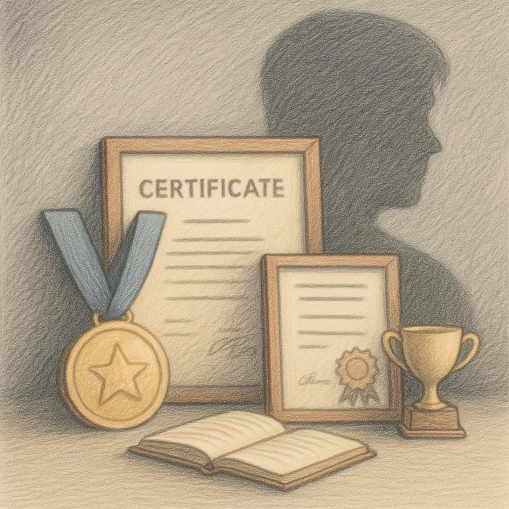 Illustration showing high-achieving adult feeling pressure; symbolizes conditional acceptance in childhood