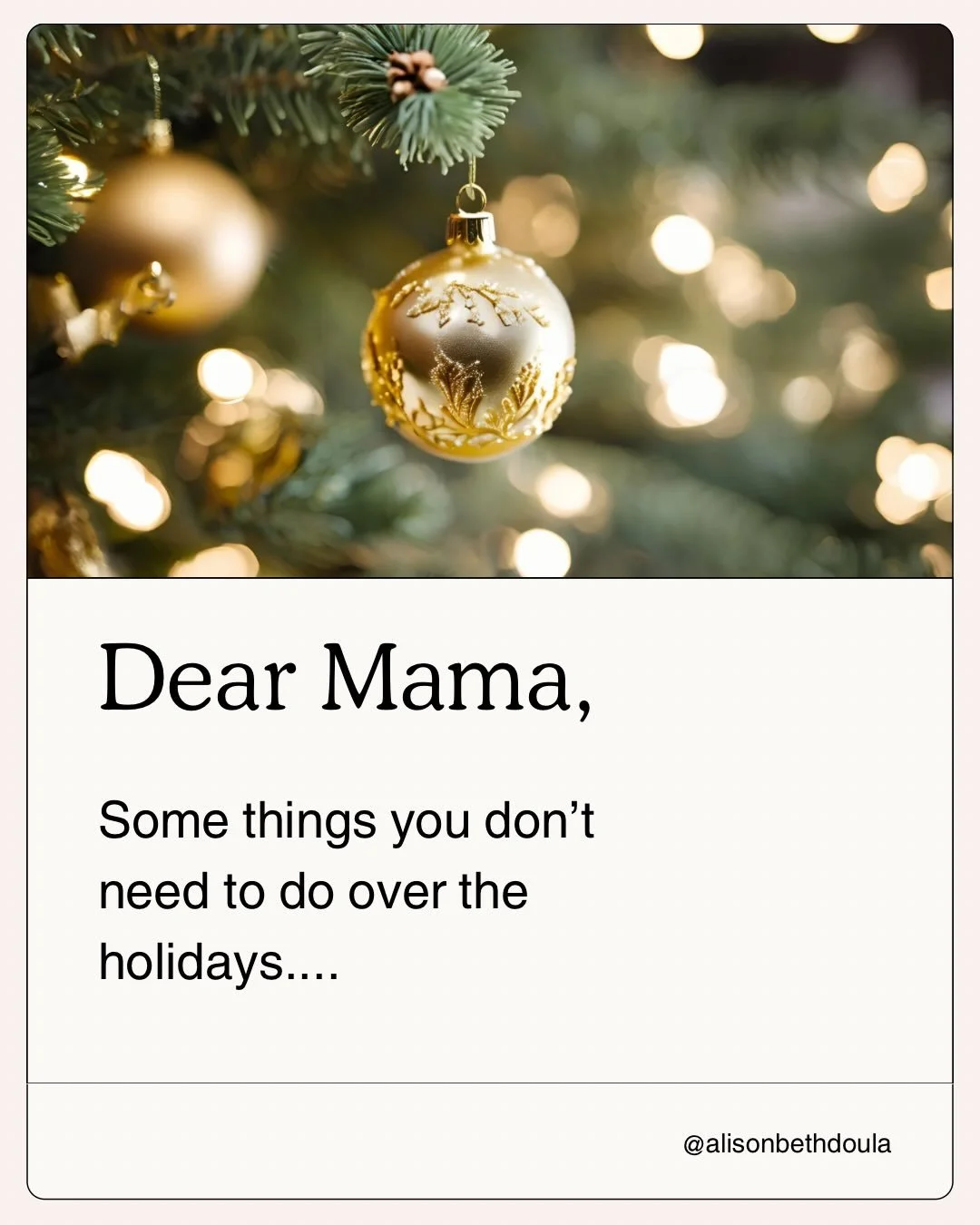 It&rsquo;s OK if your holiday season this year needs to be smaller, involve less driving or not include all the traditions you usually participate in. 💕
.
#newparentsupport #holidaytravel #postpartumsupport #christmastraditions #postpartummom #newbo