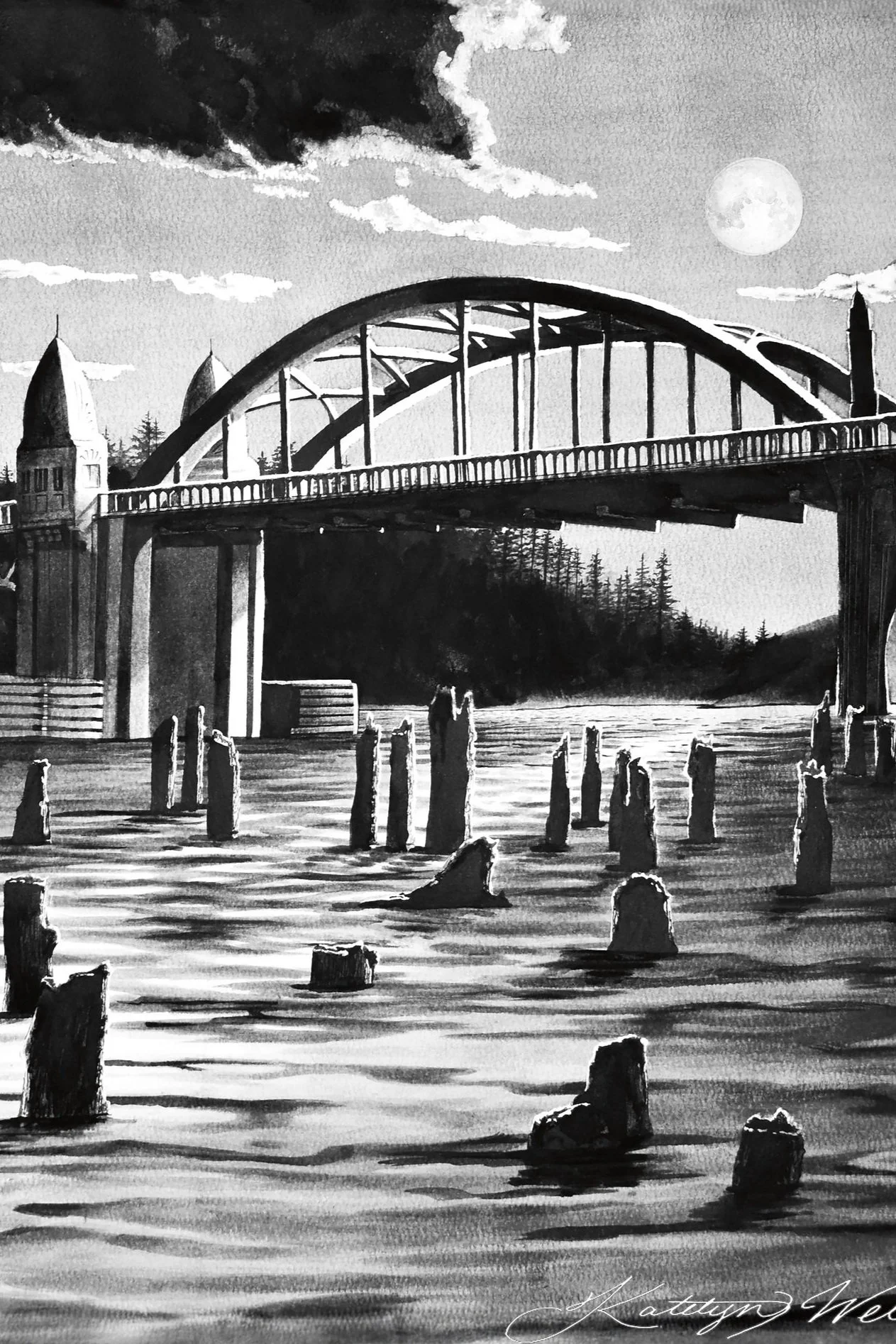 Siuslaw Bridge at Midnight