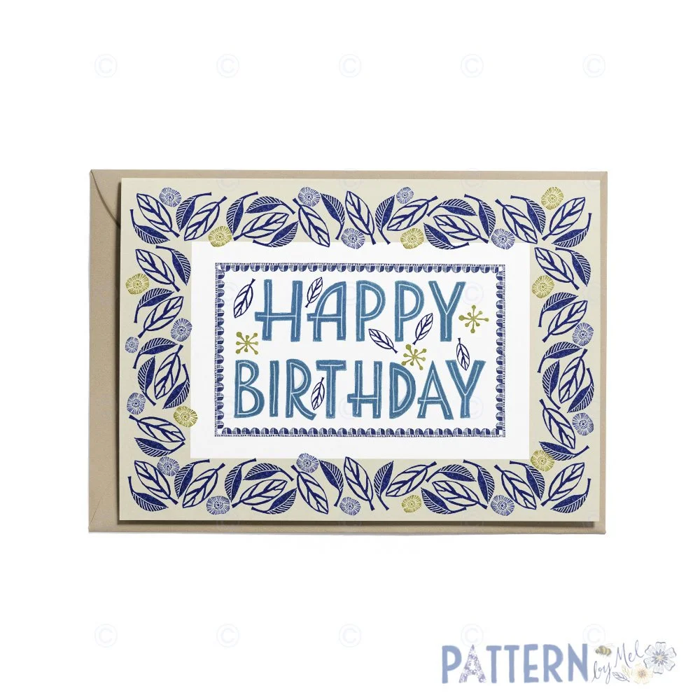 Happy Birthday card - Floral border (Design - Betty)