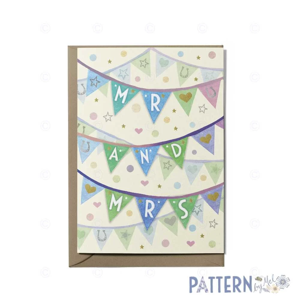 Mr and Mrs bunting - wedding card