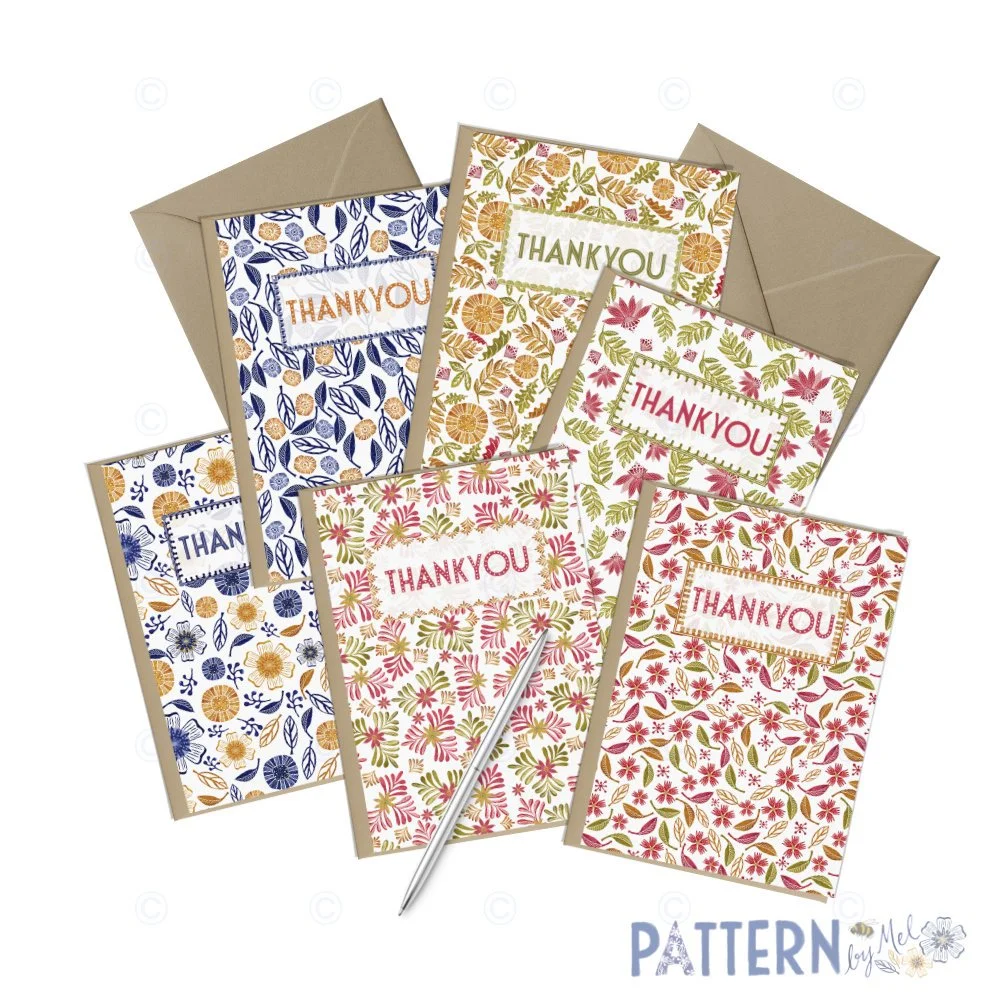 Pack of 6 Thankyou cards (6 designs) from Flower & Foliage collection