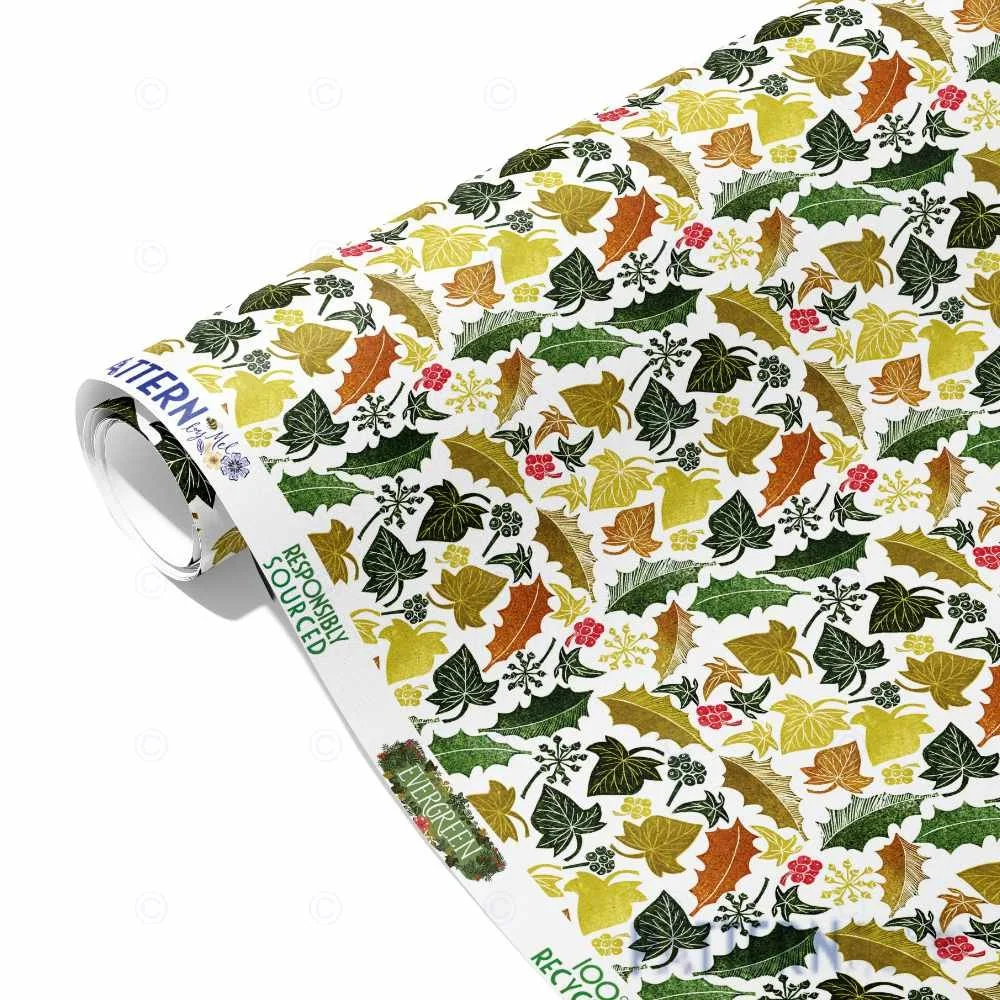 Wrapping paper sheets -  6 sheets of Evergreen - Flowers & Foliage Collection