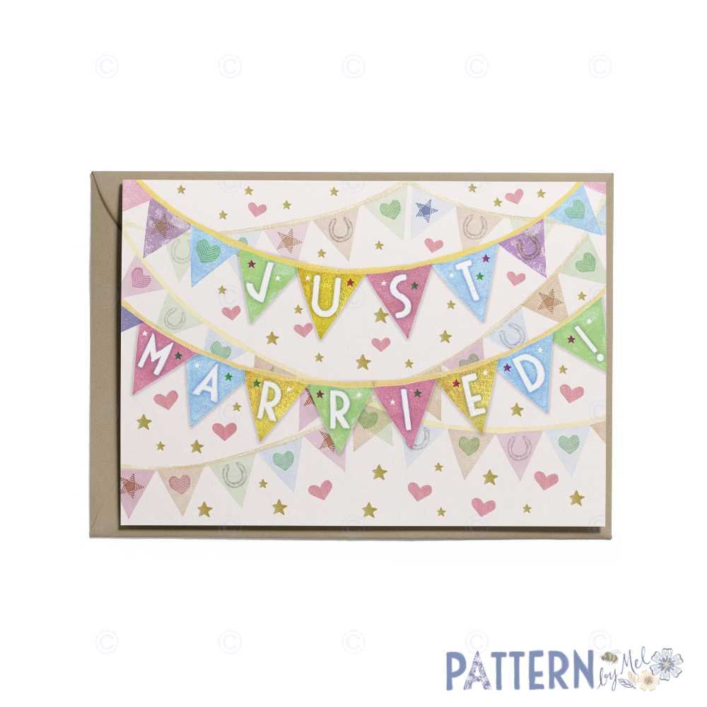 Just married bunting card