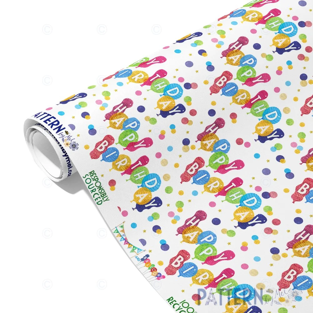 Wrapping paper sheets - 6 sheets - Bunting & Balloons collection