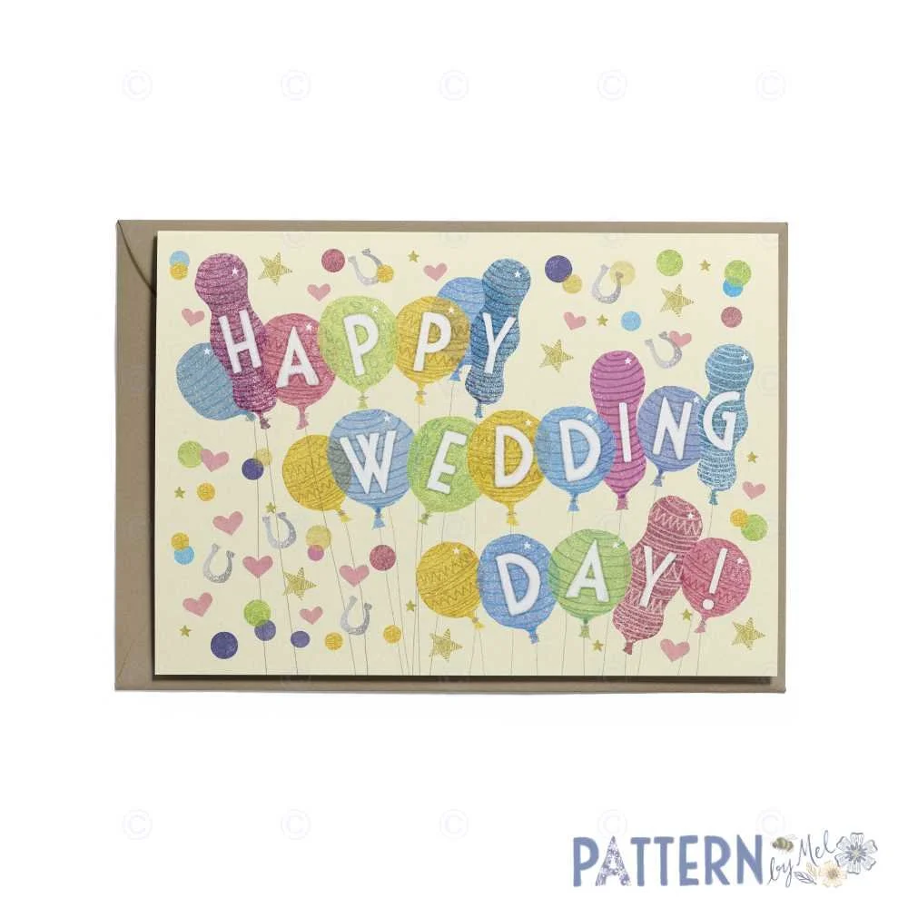 Happy Wedding Day balloons card