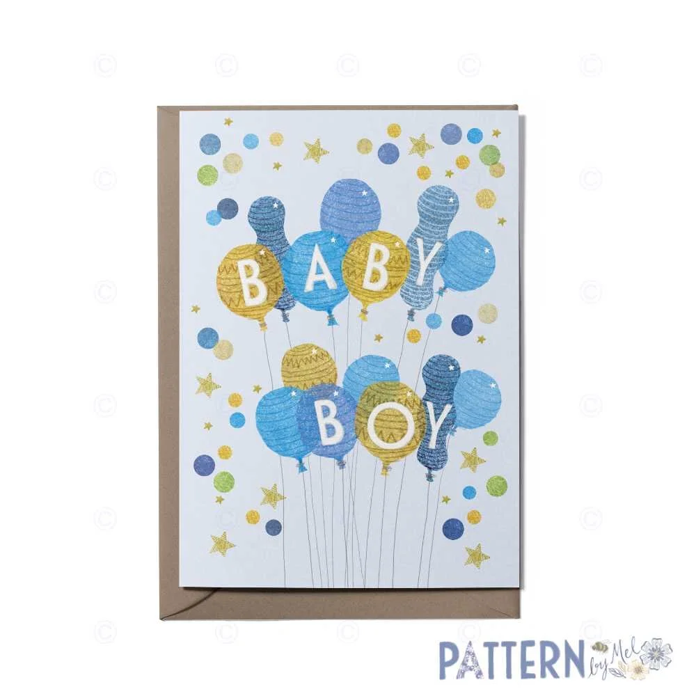 New Baby boy balloons card