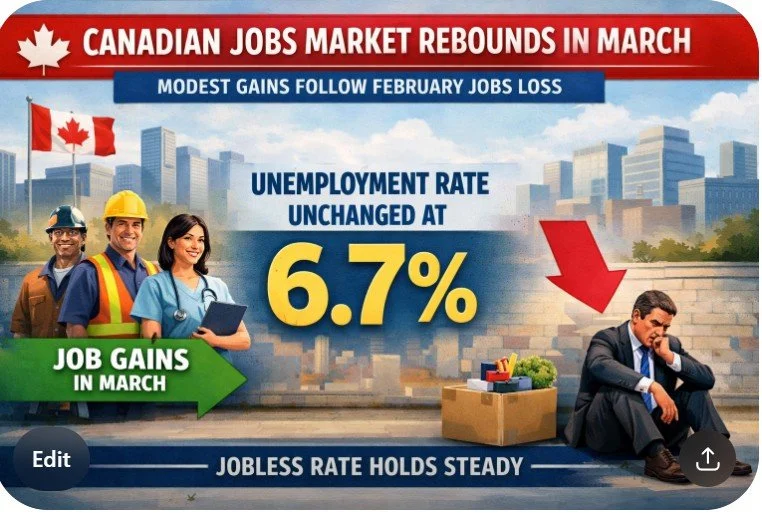 The Canadian Jobs Report Showed a Small Gain in Net New Employment with the Unemployment Rate Steady at 6.7%