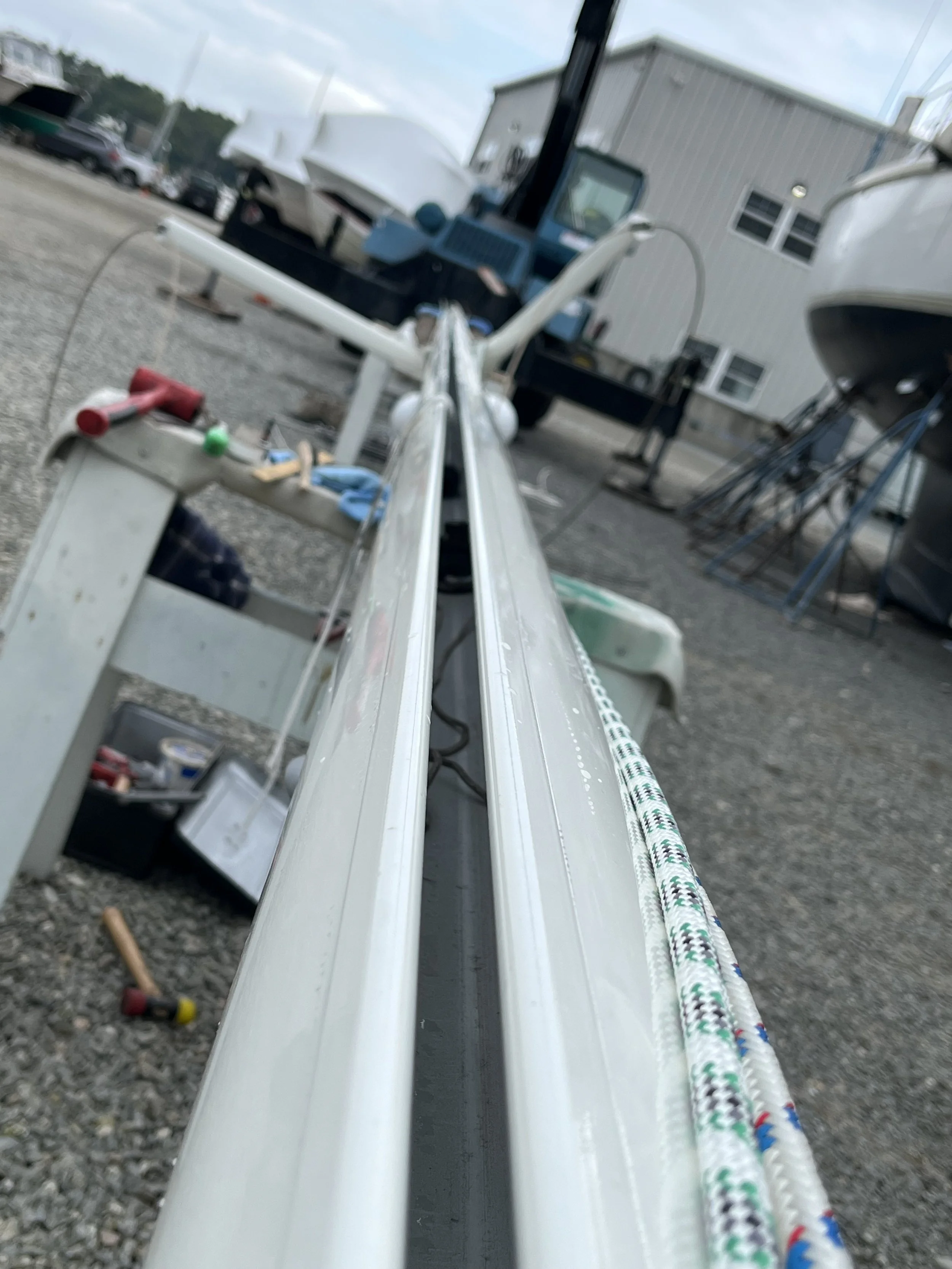 Furling Mast - Dent Repair - After
