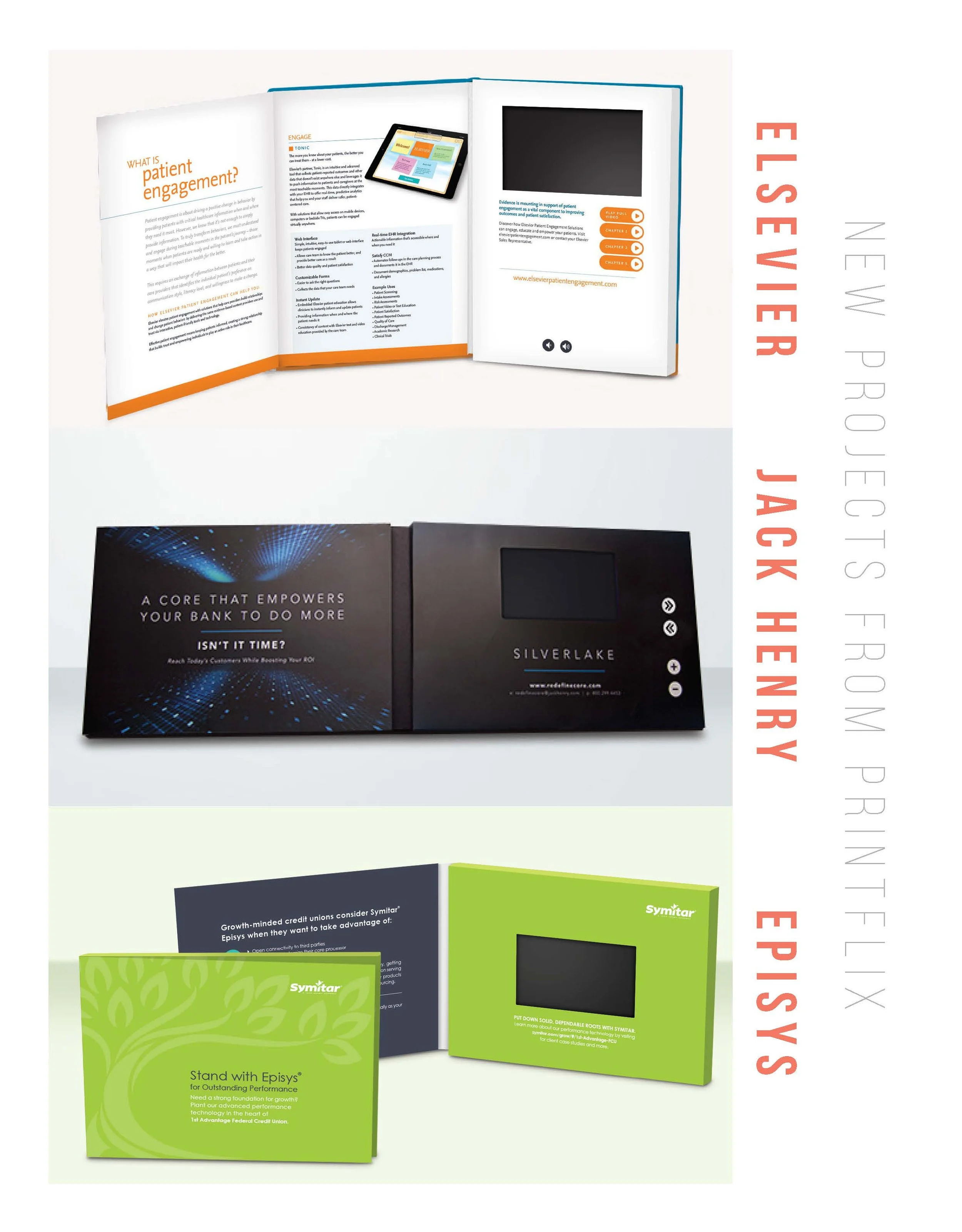 The middle image was a 3-panel brochure made for Jack Henry, a leading creator of banking software. Design and manufacturing made by Printflix in-house. 