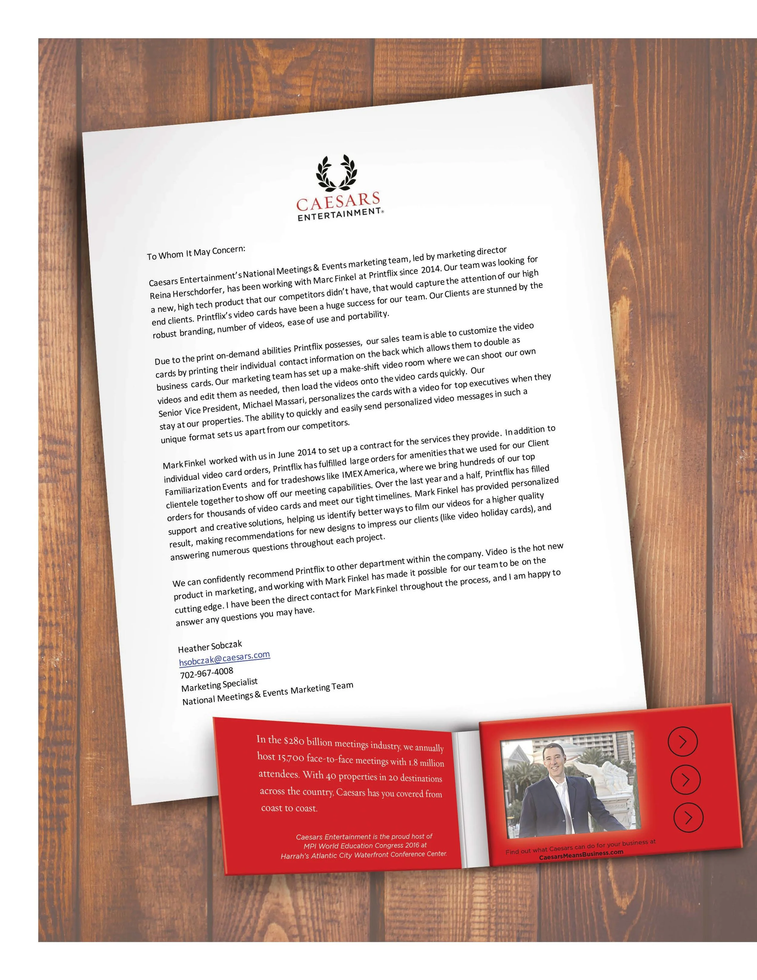 Caesars was one of our best clients. We made 10,000 video business cards for their Meetings and Conventions team.